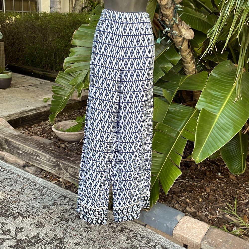 Tyler Boe Ikat geo print linen wide leg pants